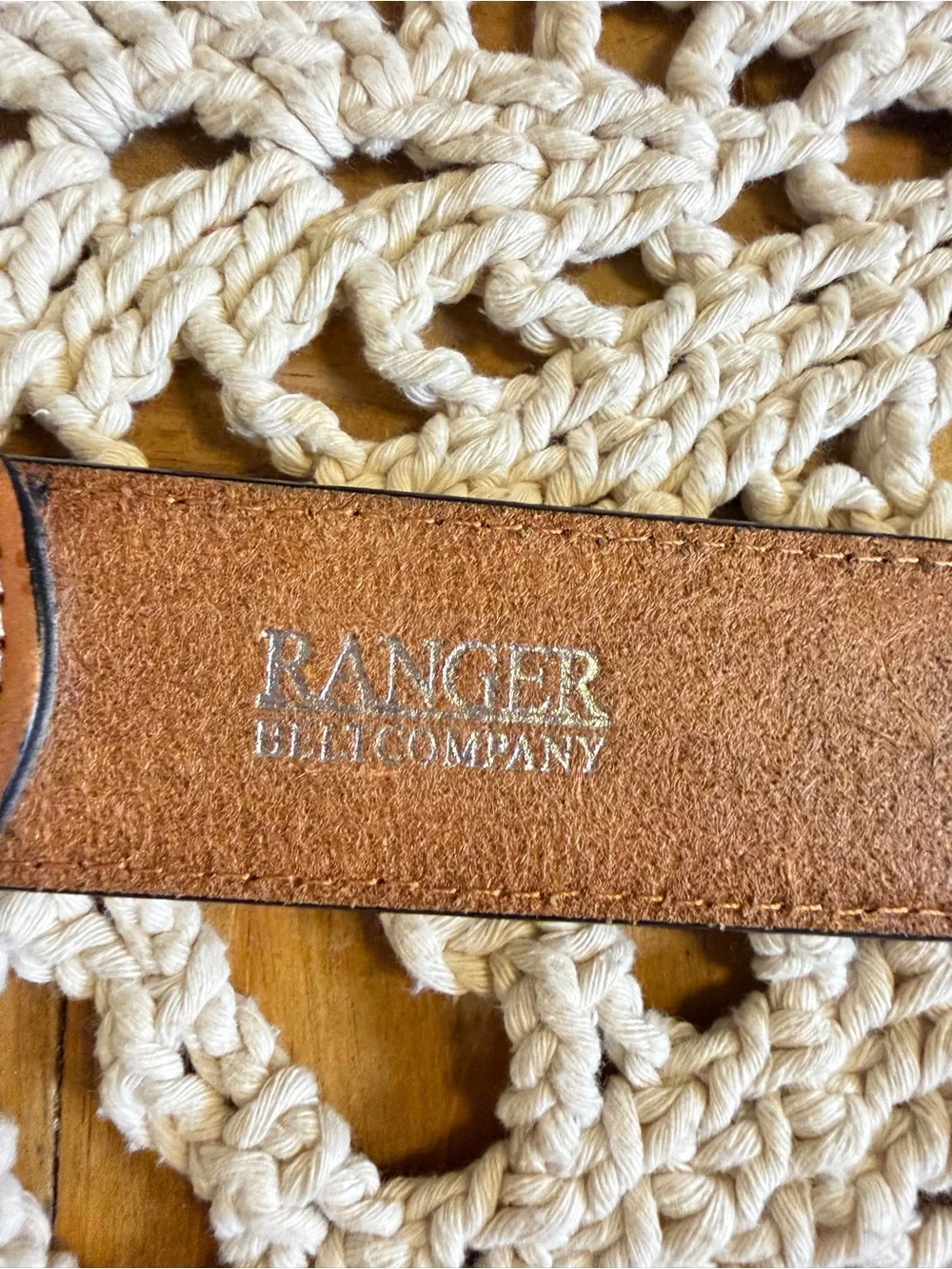 Ranger Belt Company Western Cowhide Hair On Hide Tooled Leather Belt 38